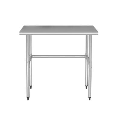 Imagem de Chingoo Mesa de aço inoxidável com base aberta 76 x 91 cm, mesa de trabalho de metal resistente, ideal para restaurantes, cozinhas, padaria ou preparação comercial de alimentos