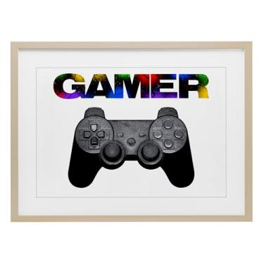 Imagem de Stupell Industries Impressão emoldurada Gamer with Rainbow Splatter Birch Under Glass, design by Marcus Prime, 14 x 20