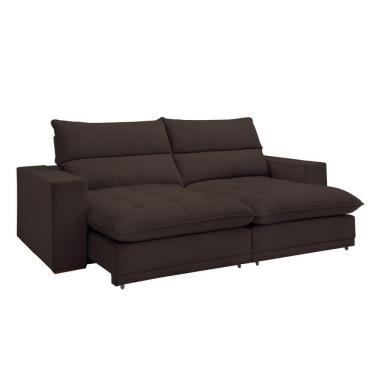 Imagem de Sofá Retrátil E Reclinável Martinho Veludo Marrom 2,10m