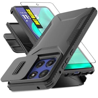 Imagem de AWZHYDT Capa para Motorola G Stylus 5G 2025 com capa de câmera deslizante integrada e protetor de tela, [2 em 1] Capa protetora resistente à prova de choque para Moto G Stylus 5G 2025 (preto)