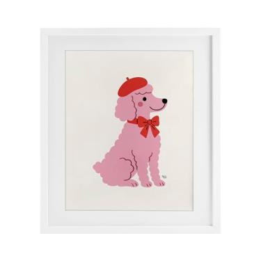 Imagem de Stupell Industries Poodle francês em boina impressão emoldurada branca sob vidro, design por Jessica Beck, 21 x 17