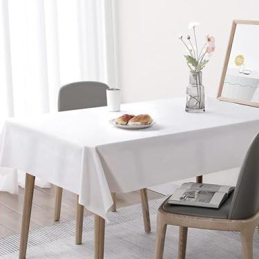 Imagem de Toalha de mesa de plástico descartável pacote com 10 panos para festas, toalhas decorativas para mesas retangulares, capa de mesa de plástico, à prova de vazamento e resistente (retângulo de 137 x 262