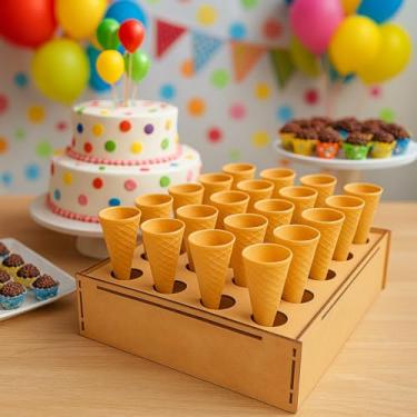 Imagem de Porta Cones e Tubetes MDF Cru 25 Compartimentos Festa Diversão Aniverssário