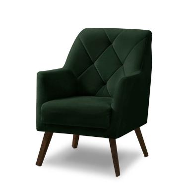 Imagem de Poltrona Decorativa Retrô Recepção Magali Veludo Verde Folha Lansofbr