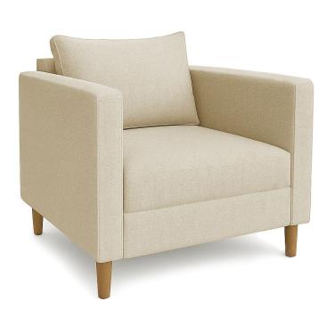 Imagem de Poltrona Decorativa Helena Linho Pés Madeira Dourado