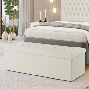 Imagem de Calçadeira Baú Sagitarius Para Cama de Casal 140cm no Tecido Courino - Agilidade e Elegância Aradecor