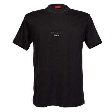 Imagem de Camiseta Masculina Gangster Plus Size Logo Relevo Preto, Preto, EX1