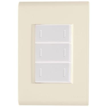 Imagem de Cj Placa Três Interruptor Triplo Liz Bege Tramontina Completo Pronto Tramontina