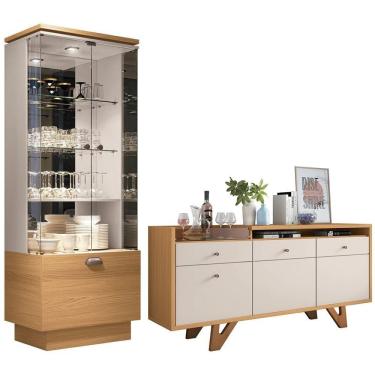Imagem de Cristaleira Aruan E Buffet Ellora H01 Off White-cinamomo - Mpozenato
