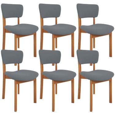 Imagem de Kit 06 Cadeiras Para Sala De Jantar Cozinha Living Estofada Dara L02 Suede Cinza - Lyam Decor