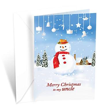 Imagem de Cartão de Natal Tio | Feito nos EUA | Ecológico | Cartolina grossa com envelope premium 12,7 cm x 19,7 cm | Embalado em envelope protetor | Saudações Prime