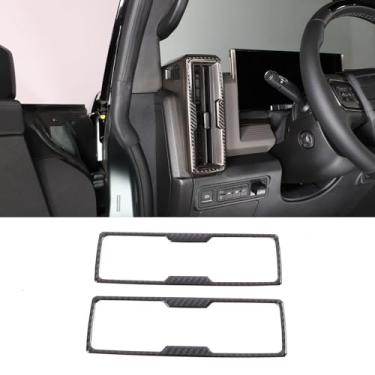 Imagem de Yinanlutos Console central lateral acabamento de ventilação de ar condicionado compatível com Hummer EV 2024 2025 acessórios fibra de carbono macia painel lateral saída CA adesivo acabamento 1 peça