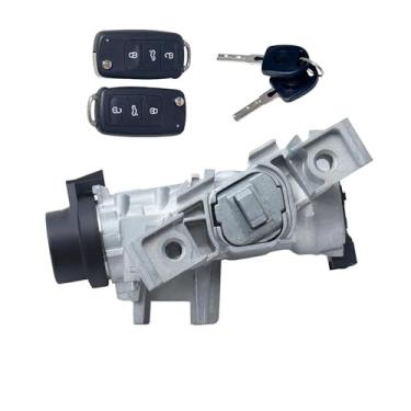 Imagem de 1K0905851B Cilindro de trava de interruptor de ignição com chave de controle remoto inteligente inclui chip e bateria compatível com Volkswagen Jetta 07-11 Eos 04-11 Golf 06-09 Rabbit 08-11 Tiguan