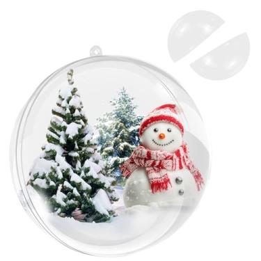 Imagem de Enfeites de bola transparente extra grande de 20 cm, bolas grandes de Natal preenchíveis, enfeite de plástico transparente separado, bolas de Natal transparentes para enfeites de Natal, decoração de