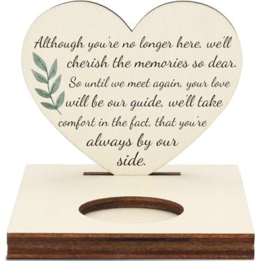 Imagem de Castiçal Memorial Tealight com verso de poema "Always by Our Side", placa de lembrança em forma de coração, presente de luto de simpatia, LMM10