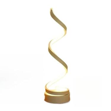 Imagem de Abajur Minimalista Luminária de Mesa LED 3 Cores Design Espiral Ajustável Luz Noturna para Cabeceira(Branco)