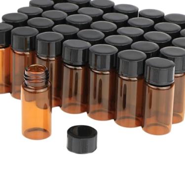 Imagem de BAODEBA Pequenos frascos de vidro com tampas de rosca, mini frasco de amostra de líquido de 5 ml, vidro âmbar, recipientes de coleção minúsculos de laboratório com tampas para óleo essencial, perfume