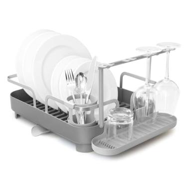 Imagem de Easy Clean Escorredor de Louças para Parede, Cinza, Aço Inoxidável, Retrátil, 15 Pratos, 60x30x60cm, Montagem Manual