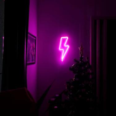 Imagem de Luminária Placa Led Neon - Letreiro de Luz Parede USB Pilha(Raio Rosa)