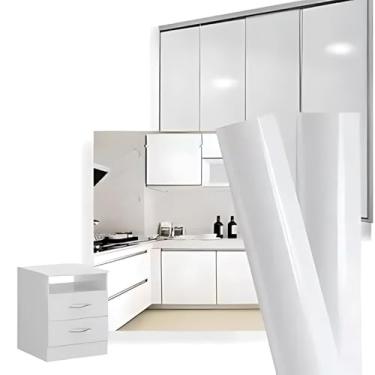 Imagem de Adesivo Vinil Branco Impermeável Lavável P/Envelopamento Móveis Geladeira Fogão Mesa 5m x 50cm