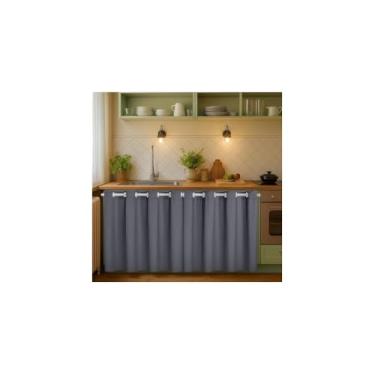 Imagem de Cortina de Pia em PVC, Cinza, 138cm x 80cm, Protetora para Utensílios de Cozinha, Material Lavável