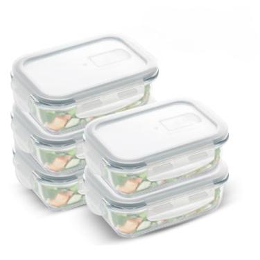 Imagem de Kit 10 Potes Herméticos de Vidro com Tampa Hermética 1040ml - 4 Travas, Marmita de Vidro para Armazenamento de Alimentos, Pote Hermetico com Tampa(KIT5 PEÇAS 1040ML)