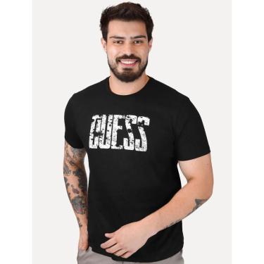 Imagem de Camiseta Guess Masculina Eroded Logo Print Preta-Masculino