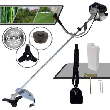 Imagem de Roçadeira Robusta Toyama TBC43H À Gasolina 2 Tempos 43cc 1,7HP 12.000rpm 3 Opções de Corte Com Lâmina 3 Pontas + Lâmina 40 Dentes + Carretel de Nylon