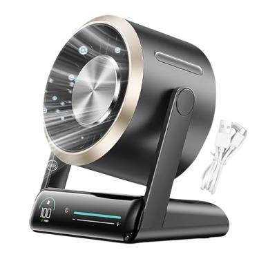 Imagem de Ventilador de mesa | Refrigerador de mesa pequeno com ventilador | Circulador de ar de exibição digital recarregável com 100 velocidades, acessórios de viagem portáteis para uso ao ar livre