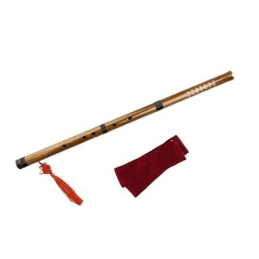 Imagem de Flauta de bambu de madeira flauta chinesa G tune instrumento de sopro para iniciantes na vertical