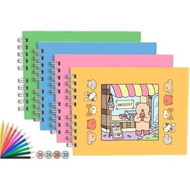 Imagem de Livro Para Colorir 50 Folhas, Animais Fofinhos, Papel e Metal, Wire-o, 15x20cm, com Folha Protetora, Cores Sortidas