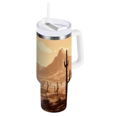 Imagem de xigua Copo vintage Western Cowboy de 850 g com tampa e canudo, aço inoxidável de vácuo duplo isolado garrafa de água esportiva suporte para copo de café de viagem à prova de vazamento para bebida