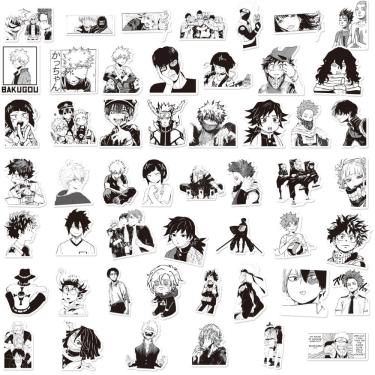 Imagem de Adesivos, 100 unidades/lote, quadrinhos japoneses, pretos e brancos