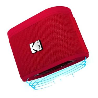 Imagem de KODAK Alto-falante Bluetooth portátil SOUNDBRIX 360° HD som sem fio com graves ricos mini alto-falante durável IPX4 resistente à água magnético empilhável luxuoso vermelho para diversão ao ar livre