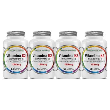 Imagem de Kit 4 Vitamina K2 Menaquinona 7 125ug 4x60 cps Flora Nativa-Unissex