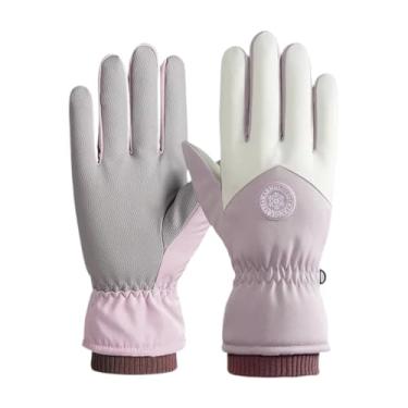 Imagem de MotiveTech Luvas de motociclismo com dedos inteiros, luvas de inverno quentes e respiráveis ​​com tela sensível ao toque, ideais para patinação, ciclismo, Roxo Branco, Mulheres
