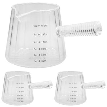 Imagem de KHZSPP 3 peças de copo medidor de vidro de 170 g com alça, xícara de café expresso com bico e escala, copos de shot expresso com boca em forma de V para servir café, leite, chá ou xarope de bordo