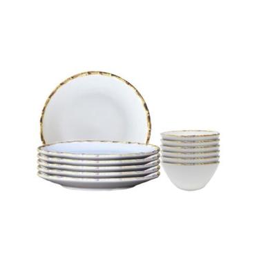 Imagem de Jogo 6 Pratos Rasos e 6 Bowls 500ml Bambu 1ªLinha Scalla