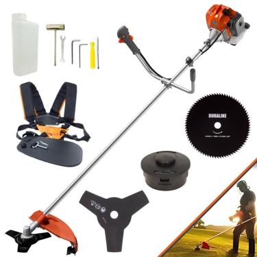 Imagem de Roçadeira Profissional Tekna RL430ACNTK 2 Tempos 43cc 1,7HP de Potência Cortador de Grama Com Cabeçote de Nylon + Lâmina 3 Pontas + Lâmina 80 Dentes