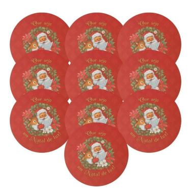Imagem de Kit 10 Sousplat Jogo Americano Decoração De Natal Mesa Posta Modelo:vermelho Arabesco