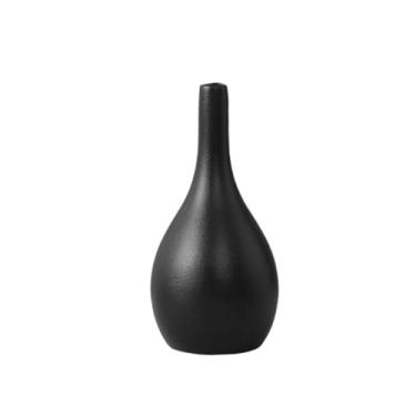 Imagem de Vaso de cerâmica pequeno, haste única, vasos de botão estreito, vasos decorativos para casa, casamento, mesa, quarto, sala de estar, escritório (preto)