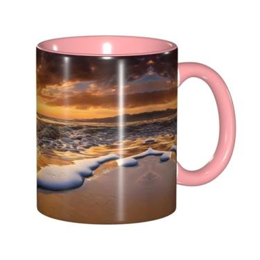 Imagem de Zeraoke Sunset Beach Print Canecas de café criativas, personalizadas, presente para família, tamanho de 325 ml, unissex