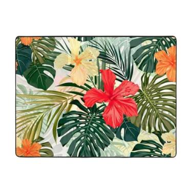 Imagem de ZERAOKE Tapete havaiano de verão 48 x 63 polegadas, lavável na máquina com suporte antiderrapante, tapetes macios para sala de estar, quarto, entrada, quarto de crianças, decoração de casa