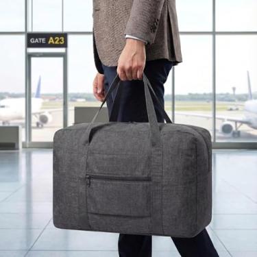 Imagem de Bolsa de viagem leve e dobrável – Mala de mão compacta para viagens noturnas, bolsa unissex para fim de semana, Cinza escuro, Esportes