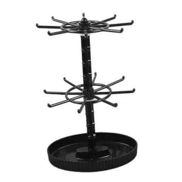 Imagem de simhoa Organizador de Joias, Expositor de Chaveiros, Organizador de Colares, Porta-Joias para Brincos, Pulseiras, Elásticos de Cabelo, Expositor de, Preto de 2 Camadas