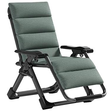 Imagem de YYBOES Espreguiçadeira, espreguiçadeira, cadeiras de jardim com almofada de algodão, espreguiçadeira de praia reclinável, cadeira dobrável para uso externo resistente