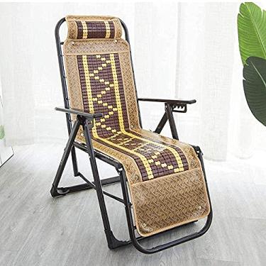 Imagem de YYBOES Cadeira dobrável portátil reclinável reclinável espreguiçadeira pátio cadeiras de gramado reclináveis cadeira de bambu idosos terraço de verão varanda cadeira de vime casa praia-B-A