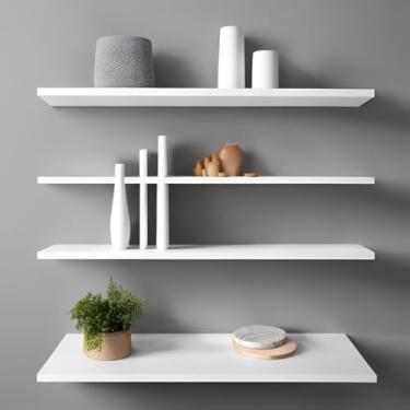 Imagem de Estante Branca – Adequada Para Nichos Em Casas De Banho, Quartos Ou Cozinhas(Preto,KIT Prateleira 40x10 CM)