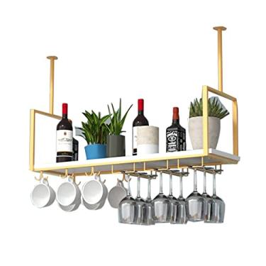 Imagem de Suporte de copo de vinho para pendurar no teto, suporte de garrafa de vinho vintage, suporte para copos de vinho decorativo, para bares, restaurantes, cozinhas