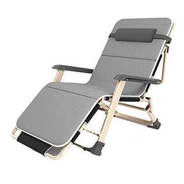 Imagem de LMJYU Cadeira de praia para varanda, reclinável dobrável de gravidade zero, com tecido T de suporte, sem instalação